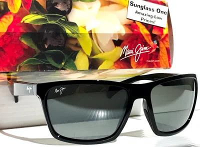 Pre-owned Maui Jim Makoa Gloss Black Polarized Grey Glass Lens Sunglass 804-02 In Gray