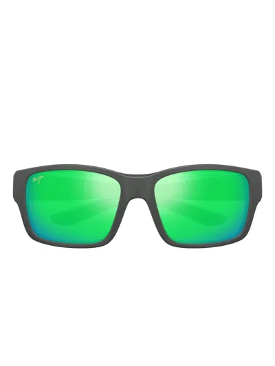 Maui Jim Mangroves Rectangle-frame Sunglasses In Green