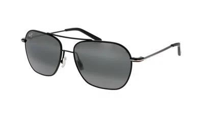 Pre-owned Maui Jim Mano 877-02 Grey Mano Black Silver Stripe / Neutral Bi-gradient Lens In Gray