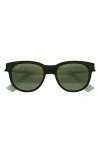 Maui Jim Maoli 52mm Polarizedplus2® Round Sunglasses In Matte Dark Green