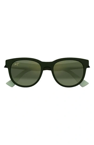 Maui Jim Maoli 52mm Polarizedplus2® Round Sunglasses In Matte Dark Green