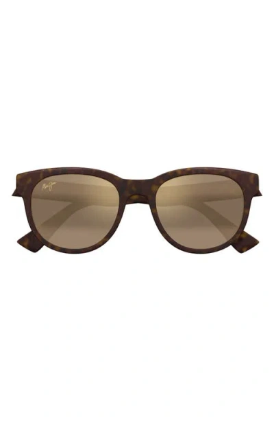 Maui Jim Maoli 52mm Polarizedplus2® Round Sunglasses In Matte Dark Havana