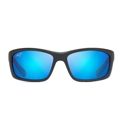Maui Jim Matte Black Kanaio Coast Nylon Wraparound Sunglasses