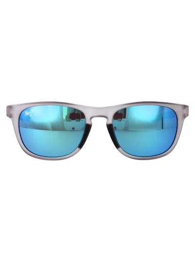 Maui Jim Matte Transparent Grey Plastic Sunglasses In Gray
