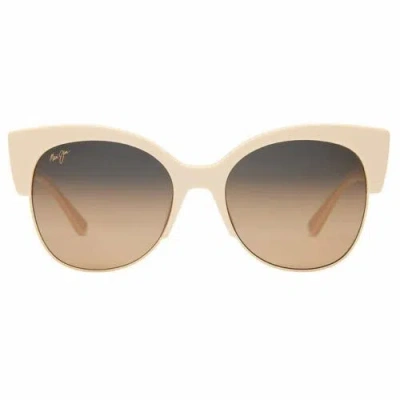 Pre-owned Maui Jim Maui Mariposa Hs817-22c Ivory With Gold Hcl Bronze Polarized Sunglasses In Black