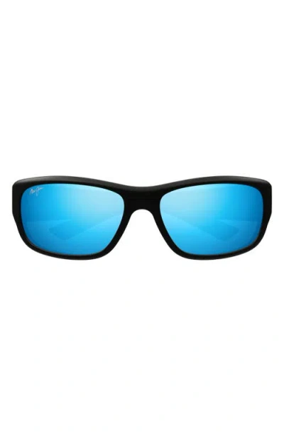 Maui Jim Mauklele 64mm Polarizedplus2® Wraparound Rectangular Sunglasses