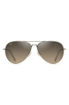 Maui Jim Mavericks 61mm Polarized Oversize Aviator Sunglasses In Gold/bronze