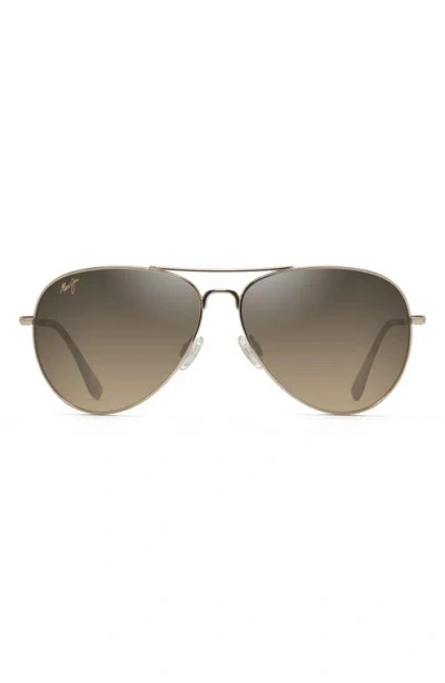 Maui Jim Mavericks 61mm Polarized Oversize Aviator Sunglasses In Gold/bronze