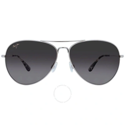 Maui Jim Mavericks Neutral Grey Pilot Unisex Sunglasses Gs264-17 61 In Grey / Silver