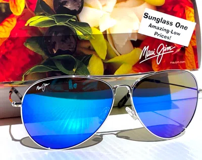Pre-owned Maui Jim Mavericks Silver Polarized Hawaii Blue Lens Sunglass B264-17