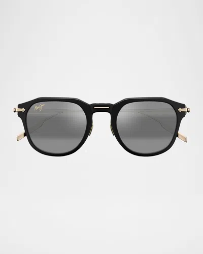 Maui Jim Men's Alika Nylon And Titanium Round Sunglasses In Black