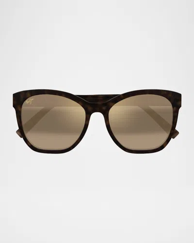 Maui Jim Men's Alulu Acetate Cat-eye Sunglasses In Brown