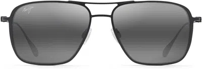 Pre-owned Maui Jim Men's And Women's Beaches Polarized Aviator Sunglasses Mj541 2m Black In Gray