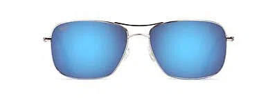 Pre-owned Maui Jim Men's And Women's Wiki Wiki Polarized Aviator Sunglasses In Silver/blue Hawaii Polarized