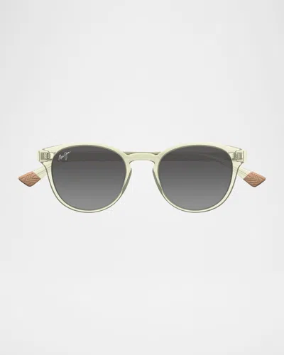 Maui Jim Men's Hiehie Nylon Round Sunglasses In Yellow