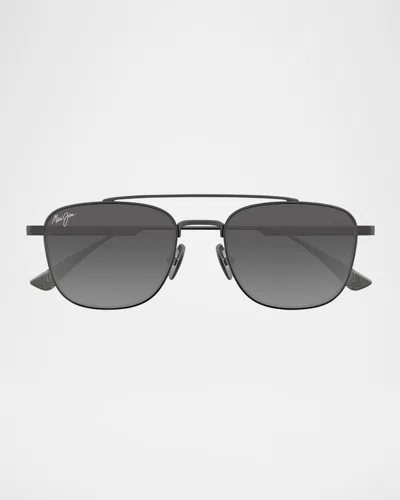 Maui Jim Men's Kahana Titanium Square Sunglasses In Silver