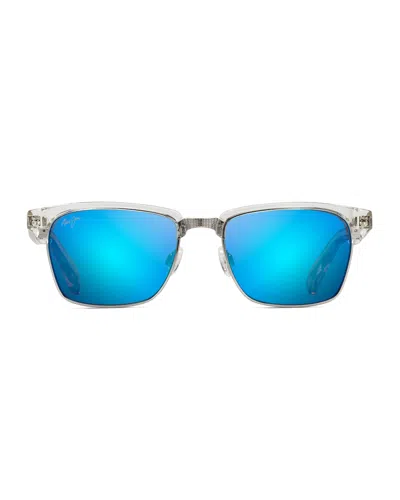 Maui Jim Men's Kawika Polarized Half-rim Sunglasses In Blue
