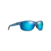 Maui Jim Kaiwi Channel 62mm Rectangular Polarized Sunglasses In Blue