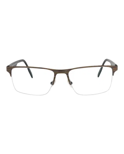 Pre-owned Maui Jim Men's  Squareframe Stainless Stee Shirtl Optical Frames In Wood Grain Black Transparent (c21