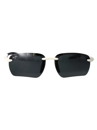 Maui Jim Metal Matte White Plastic Sunglasses In Metallic