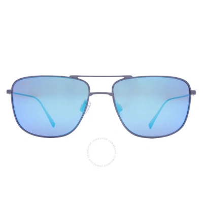 Maui Jim Mikioi Blue Hawaii Navigator Unisex Sunglasses B887-03 54 In Blue / Grey
