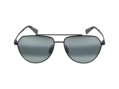 Maui Jim Waiwai Pilot-frame Sunglasses In Black Black Grey
