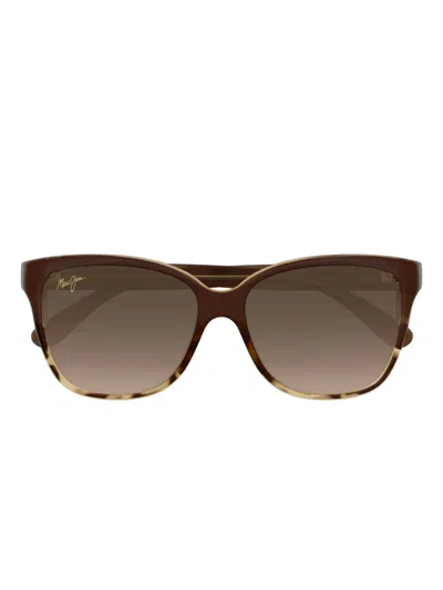 Maui Jim Mj0744s Tortoiseshell Square-frame Sunglasses In Brown