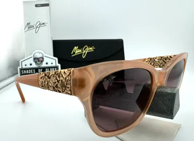 Pre-owned Maui Jim Monstera Leaf Mj 747-09a Guava Pink 24k Maui Rose Polarized Sunglasses