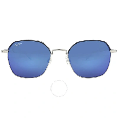 Maui Jim Moon Doggy Blue Hawaii Geometric Unisex Sunglasses B874-17 In Blue / Silver