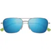 Maui Jim Naauao 58mm Polarizedplus2® Aviator Sunglasses In Silver/blue Hawaii