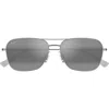 Maui Jim Naauao 58mm Polarizedplus2® Aviator Sunglasses In Silver/neutral Grey