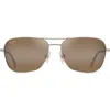 Maui Jim Naauao 58mm Polarizedplus2® Gradient Aviator Sunglasses In Gold Red Brown