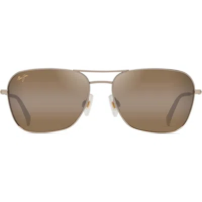 Maui Jim Naauao 58mm Polarizedplus2® Gradient Aviator Sunglasses In Gold Red Brown