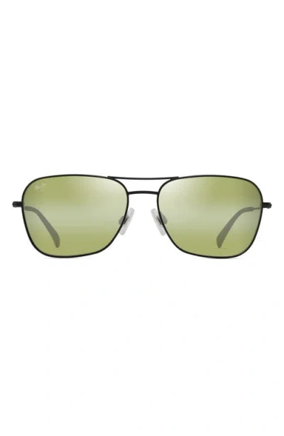 Maui Jim Naauao 58mm Polarizedplus2® Gradient Aviator Sunglasses In Matte Black Varnish