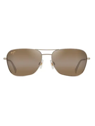 Maui Jim Naauao Contemporary Geometric Sunglasses In Gold