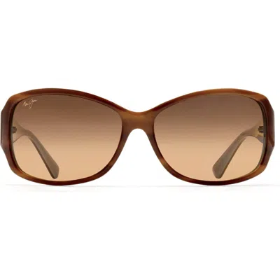 Maui Jim Nalani 61mm Polarized Square Sunglasses In Tortoise/white/blue