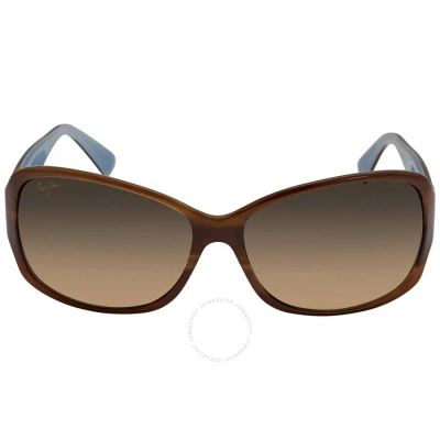 Maui Jim Nalani Polarized Hcl Bronze Rectangular Ladies Sunglasses Hs295-03t 61 In Blue / Bronze / Tortoise / White