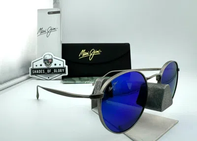 Pre-owned Maui Jim Nautilus Mj544n-11b Asian Fit Titanium Blue Hawaii Polarized Sunglasses