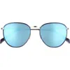 Maui Jim Noni 54mm Polarizedplus® Round Sunglasses In Navy With Silver/blue Hawaii