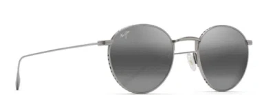 Pre-owned Maui Jim North Star Mj 757-17m Silver W/ Neutral Grey Polarized Round Sunglasses