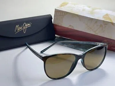 Pre-owned Maui Jim Ocean Polarized Sunglasses 723-10p Tortoise Blue/bronze Glass Women's In Gray
