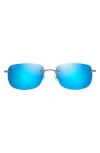 Maui Jim Ohai 59.5mm Polarized Rimless Rectangular Sunglasses In Gunmetal/blue Hawaii