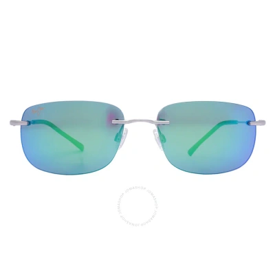Maui Jim Ohai Mauigreen Rectangular Unisex Sunglasses Gm334-17m 60 In Silver