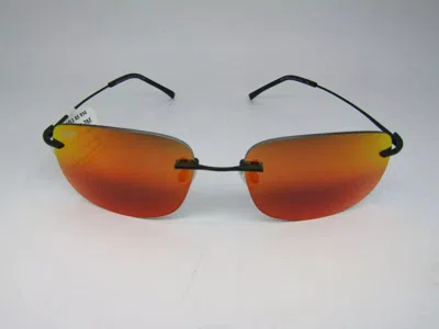 Pre-owned Maui Jim Ohai Rm334-2m 59.5mm Polarized Sunglasses Matte Black/hawaii Lava In Orange