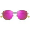 Maui Jim Olali Af 55mm Polarized Square Sunglasses In Gold Violet Pink