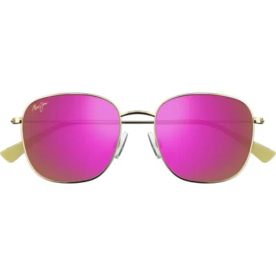 Maui Jim Olali Af 55mm Polarized Square Sunglasses In Gold Violet Pink