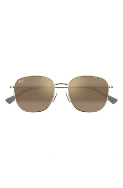 Maui Jim Olali Af 55mm Polarized Square Sunglasses In Gold/bronze