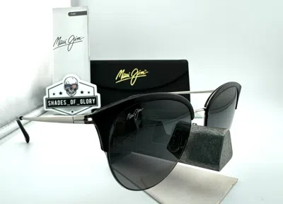 Pre-owned Maui Jim Olili Mj 330-02 Gloss Black With Neutral Grey Polarized Sunglasses