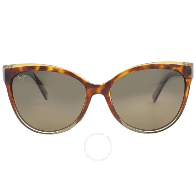 Maui Jim Olu Olu Hcl Bronze Butterfly Ladies Sunglasses Hs537-10a 57 In Bronze / Tan   / Tortoise