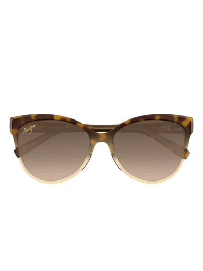 Maui Jim 'olu'olu Tortoiseshell Cat-eye Sunglasses In Brown